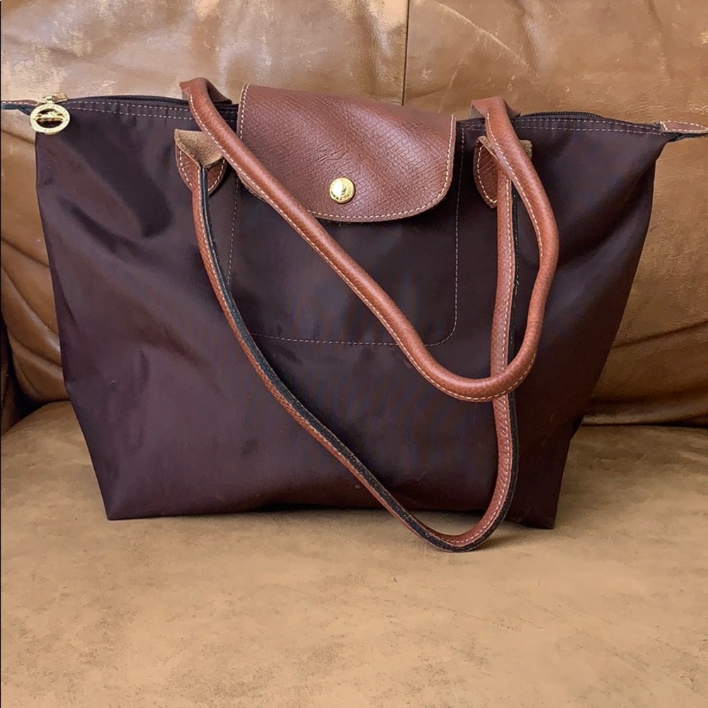 Brown longchamp le pliage tote